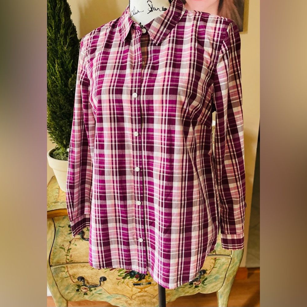 “CHARTER CLUB” BUTTON DOWN PLAID SHIRT SIZE 12 Petite